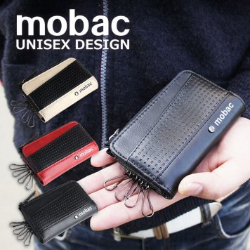 mobac モバック コインケース 小銭入れ付き 4連 コインケース スマートキー メッシュエンボス ツートンカラー バイカラー ジッパー L字ファスナー 財布 メンズ レディース