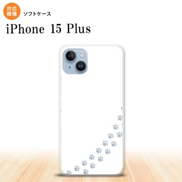iPhone15 plus iPhone15 plus スマホケース 背面ケースソフトケース 猫 足跡 白 クリア 2023年 9月発売 nk-i15pl-tp423