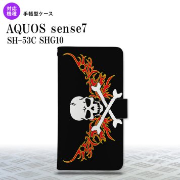 sense7 sense7 手帳型スマホケース カバー ドクロ 白 横 赤黄 2022年 11月発売 nk-004s-sens7-dr881