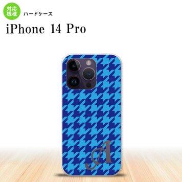 iPhone14 Pro iPhone14 Pro スマホケース 背面ケース ハードケース 千鳥 格子 大 青 +アルファベット 2022年 9月発売 nk-i14p-919i