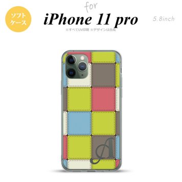 iPhone11Pro iPhone11 Pro スマホケース ソフトケース パッチワーク ミックスG 緑 +アルファベット メンズ レディース nk-i11p-tp1677i