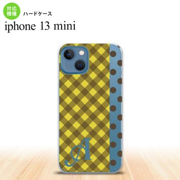 iPhone13mini iPhone13 mini ケース ハードケース チェック ドット 黄 +アルファベット  nk-i13m-1522i