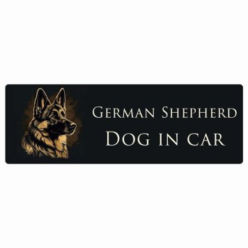 イラスト付 ドッグ カーステッカー Dog in Car シェパード Aタイプ セーフティサイン 犬種別 長方形 15x5cm シール リア あおり運転対策 Dog Sticker 安全対策 カーサイン