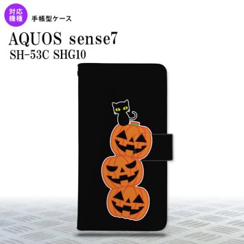 sense7 sense7 手帳型スマホケース カバー ハロウィン カボチャ 連 黒 2022年 11月発売 nk-004s-sens7-dr407
