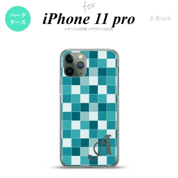 iPhone11Pro iPhone11 Pro スマホケース ハードケース スクエア モザイク ターコイズ +アルファベット メンズ レディース nk-i11p-1017i
