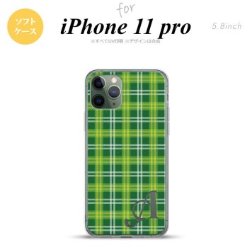 iPhone11Pro iPhone11 Pro スマホケース ソフトケース チェック B 緑 +アルファベット メンズ レディース nk-i11p-tp436i