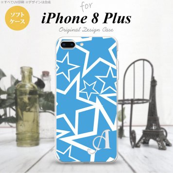 【iPhone8Plus】【スマホケース/スマホカバー】【アイフォン8プラス】iPhone8Plus スマホケース ケース アイフォン8プラス イニシャル 星 水色×白 nk-ip8p-tp1119ini【メール便送料無料】