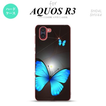 SH-04L SHV44 R3 AQUOS R3 スマホケース カバー バタフライ 蝶 B 黒 nk-r3-214