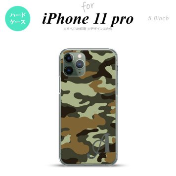 iPhone11Pro iPhone11 Pro スマホケース ハードケース ウッドランド 迷彩 B 緑 +アルファベット メンズ レディース nk-i11p-1158i