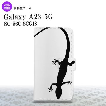 Galaxy A23 GalaxyA23 手帳型スマホケース カバー トカゲ 白 黒 2022年 10月発売 nk-004s-a23-dr506