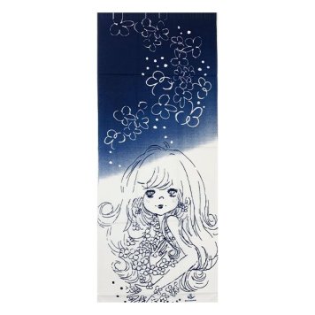 水森亜土 手ぬぐい ハナ 藍色 インテリア 日本製 亜土ちゃん