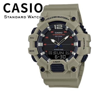 箱なし カシオ 腕時計 メンズ CASIO アナデジ カーキ サンド ベージュ 海外モデル 逆輸入 10年電池 100m防水 ワールドタイム ストップウォッチ アラーム LEDライト アウトドア スポーツ 誕生日 父の日 プレゼント ギフト 成人 卒業 入学