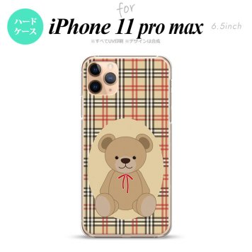 iPhone11ProMax iPhone11pro max スマホケース ハードケース くま チェック 茶 赤 メンズ レディース nk-i11pm-752