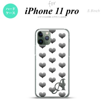 iPhone11Pro iPhone11 Pro スマホケース ハードケース ハート A 白 グレー +アルファベット メンズ レディース nk-i11p-116i