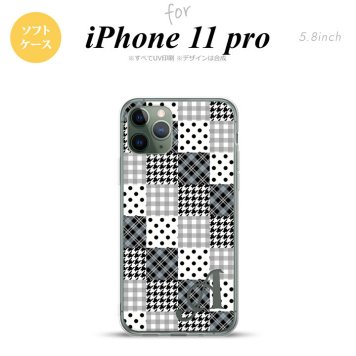 iPhone11Pro iPhone11 Pro スマホケース ソフトケース パッチワーク 黒 +アルファベット メンズ レディース nk-i11p-tp1063i