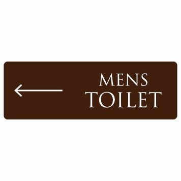 トイレ 案内 シール MENS 文字タイプ ブラウン ホワイト 左 矢印 長方形 方向案内 進路ドア 防水 屋内 屋外 サインステッカー ピクトサイン トイレマーク表示 案内 注意 施設 御手洗 TOILET おしゃれ シンプル 安全対策