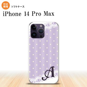 iPhone14 ProMax iPhone14 Pro Max スマホケース 背面ケースソフトケース ドット レース C 薄紫 +アルファベット 2022年 9月発売 nk-i14pm-tp1614i