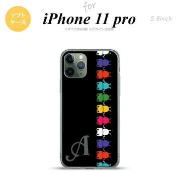 iPhone11Pro iPhone11 Pro スマホケース ソフトケース カエル かえる 帯 A 黒 +アルファベット メンズ レディース nk-i11p-tp674i