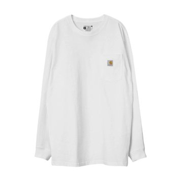 カーハート CARHARTT トップス Tシャツ 長袖 ロンT ポケット ポケT ワークウェア ルーズフィット オーバーサイズ シンプル ワンポイント K126 メンズ ホワイト