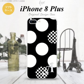 【iPhone8Plus】【スマホケース/スマホカバー】【アイフォン8プラス】iPhone8Plus スマホケース ケース アイフォン8プラス イニシャル 水玉A 黒×白 nk-ip8p-tp1111ini【メール便送料無料】