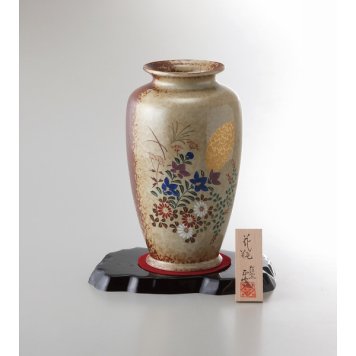 美濃焼 8号壺花瓶 金月秋草 4511540017923