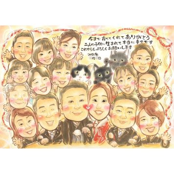 似顔絵 結婚祝い ギフト 贈り物 プレゼント 名入れ 手描き サンクスボード 披露宴 感謝 結婚式 婚礼 大人数 新婦 両親 新郎 親族 修正無料 名入れ 下書き確認 一生もの 宝物 実績多数 サプライズ 感謝ボード 披露宴 思い出 婚礼 感動 記念品 笑顔 記念 節目 親孝行 オーダーメイド 喜ばれる 家族全員 父 兄弟 結婚20周年 結婚50周年 誕生日