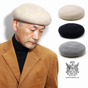 KNOX ベレー帽 メンズ 秋冬 バスクベレー シンプル 紳士 帽子 サイズ調整可能 ノックス ウール素材 暖かい 防寒 ベレー 59cm ベージュ ブラック グレー 30代 40代 50代 60代 ファッション 男性 通販