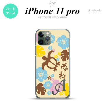 iPhone11Pro iPhone11 Pro スマホケース ハードケース ホヌ ハイビスカス 黄 +アルファベット メンズ レディース nk-i11p-1105i