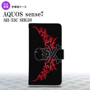 sense7 sense7 手帳型スマホケース カバー ドクロ 黒 横 赤 2022年 11月発売 nk-004s-sens7-dr876