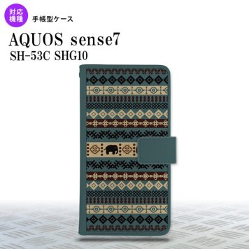 sense7 sense7 手帳型スマホケース カバー エスニック ゾウ 青 2022年 11月発売 nk-004s-sens7-dr1573