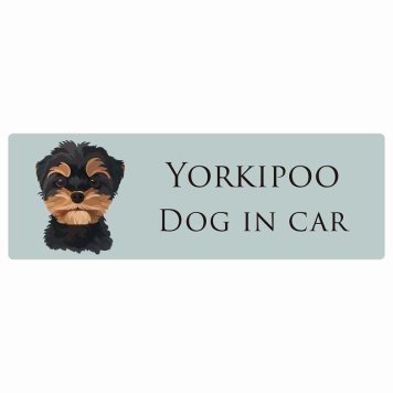 ドッグ カーステッカー イラスト付 Dog in Car ヨープー Aタイプ セーフティサイン 犬種別 長方形 20x6.7cm シール リア あおり運転対策 Dog Sticker 屋外 屋内 防水 かわいい おしゃれ 安全対策 カーサイン