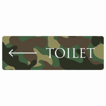 トイレ 案内 シール TOILET 文字タイプ 迷彩 カラー 左 矢印 長方形 方向案内 進路ドア 防水 屋内 屋外 サインステッカー ピクトサイン トイレマーク表示 案内 注意 施設 御手洗 TOILET おしゃれ シンプル 安全対策