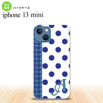 iPhone13mini iPhone13 mini ケース ハードケース ドット 千鳥 青 +アルファベット  nk-i13m-1512i