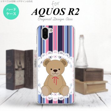 AQUOS R2 アクオス アール2 SH-03K SHV42 専用 スマホケース カバー ハードケース くま(B) 青×ピンク nk-r2-759[スマホ,スマホケース,スマホカバー,ケース,カバー,ジャケット]