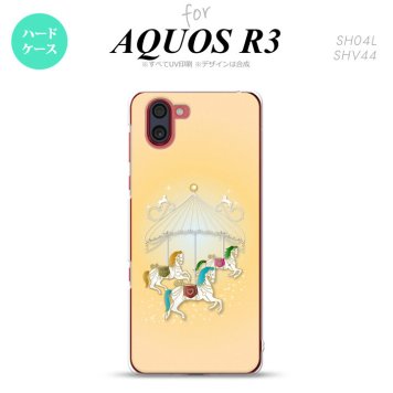 SH-04L SHV44 R3 AQUOS R3 スマホケース カバー メリーゴーラウンド 黄 nk-r3-313