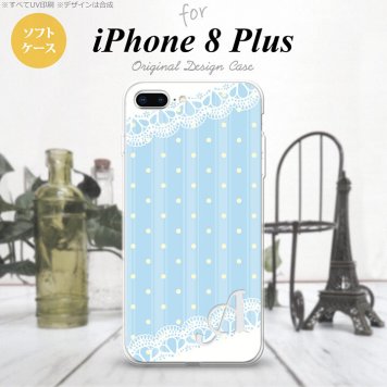 【iPhone8Plus】【スマホケース/スマホカバー】【アイフォン8プラス】iPhone8Plus スマホケース ケース アイフォン8プラス イニシャル ドット・レースB 水色 nk-ip8p-tp1617ini【メール便送料無料】