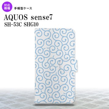 sense7 sense7 手帳型スマホケース カバー 唐草 クリア 水色 2022年 11月発売 nk-004s-sens7-dr1127