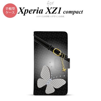 【手帳型 スマホ カバー ケース】【SO02K】【エクスペリア XZ1】手帳型 ケース SO-02K スマホ カバー Xperia XZ1 Compact エクスペリア バタフライ・蝶(E) 黒 nk-004s-so02k-dr324【メール便送料無料】