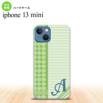 iPhone13mini iPhone13 mini ケース ハードケース チェック ボーダー 緑 +アルファベット  nk-i13m-1603i