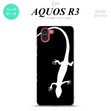 SH-04L SHV44 R3 AQUOS R3 スマホケース カバー トカゲ 黒 白 nk-r3-505