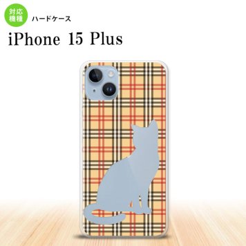 iPhone15 plus iPhone15 plus スマホケース 背面ケース ハードケース 猫 チェック B 赤 茶 2023年 9月発売 nk-i15pl-954