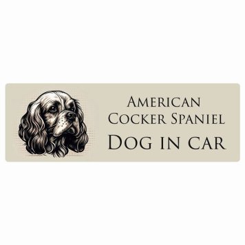 ドッグ カーステッカー イラスト付 Dog in Car アメリカンコッカースパニエル Aタイプ セーフティサイン 犬種別 長方形 15x5cm シール リア あおり運転対策 Dog Sticker 屋外 屋内 防水 かわいい おしゃれ 安全対策 カーサイン