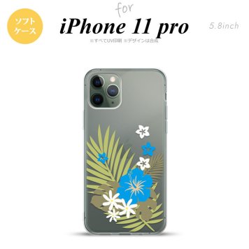 iPhone11Pro iPhone11 Pro スマホケース ソフトケース ハイビスカス D クリア 水色 メンズ レディース nk-i11p-tp1052