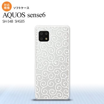 SH-54B SHG05 AQUOS sense6 スマホケース ソフトケース 唐草 クリア 白 メンズ レディース nk-sens6-tp1128