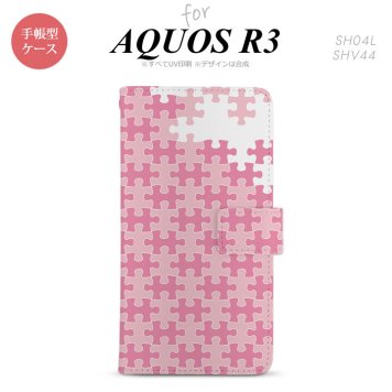 SH-04L/SHV44 AQUOS R3 手帳型スマホケース カバー パズル ピンク  nk-004s-r3-dr1210