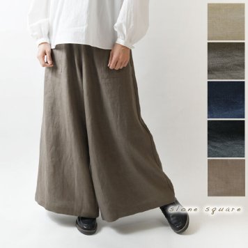 【slone square スロンスクエア】リネン ワイド ロング ベイカーパンツ (8431)レディース 春 夏 無地 30代 40代 50代 服 ナチュラル シンプル おしゃれ コーディネート カジュアル きれいめ 上品 30代 40代 ナチュラン 母の日