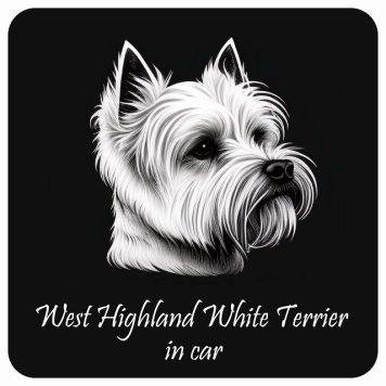 ドッグ カーステッカー イラスト付 Dog in Car ウェストハイランドホワイトテリア Aタイプ セーフティサイン 犬種別 正方形 13x13cm シール リア あおり運転対策 Dog Sticker 屋外 屋内 防水 かわいい おしゃれ 安全対策 カーサイン