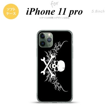 iPhone11Pro iPhone11 Pro スマホケース ソフトケース ドクロ 白 横 グレー メンズ レディース nk-i11p-tp878