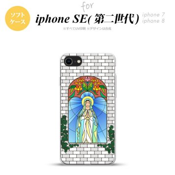 iPhoneSE 2 第二世代 iPhone8&iPhone7 共用 スマホケース 背面カバー ソフトケース マリア様 グレー おしゃれ かわいい かっこいい メンズ レディース nk-ise2-tp1503
