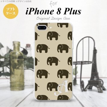 【iPhone8Plus】【スマホケース/スマホカバー】【アイフォン8プラス】iPhone8Plus スマホケース ケース アイフォン8プラス イニシャル ゾウ柄 ベージュ nk-ip8p-tp772ini【メール便送料無料】